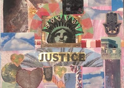 Carol Orzack "Justice for All" Mixed media Collage 20x16 $500