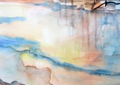 39 Jeanne Iler "Sunset at Ventura Harbor" 15x18 Watercolor $300