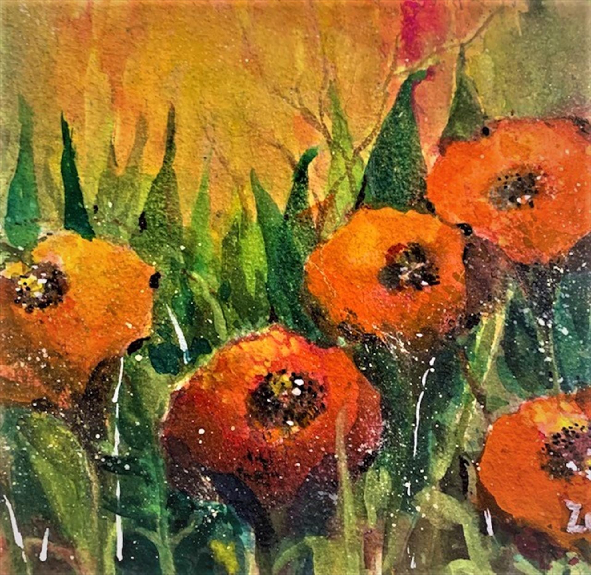 Zony Gordon "Poppy Happy" Watercolor 11x14 $395